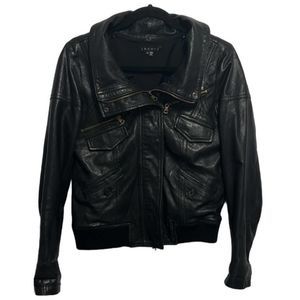Theory Black 100% Genuine Leather Moto Jacket size Medium